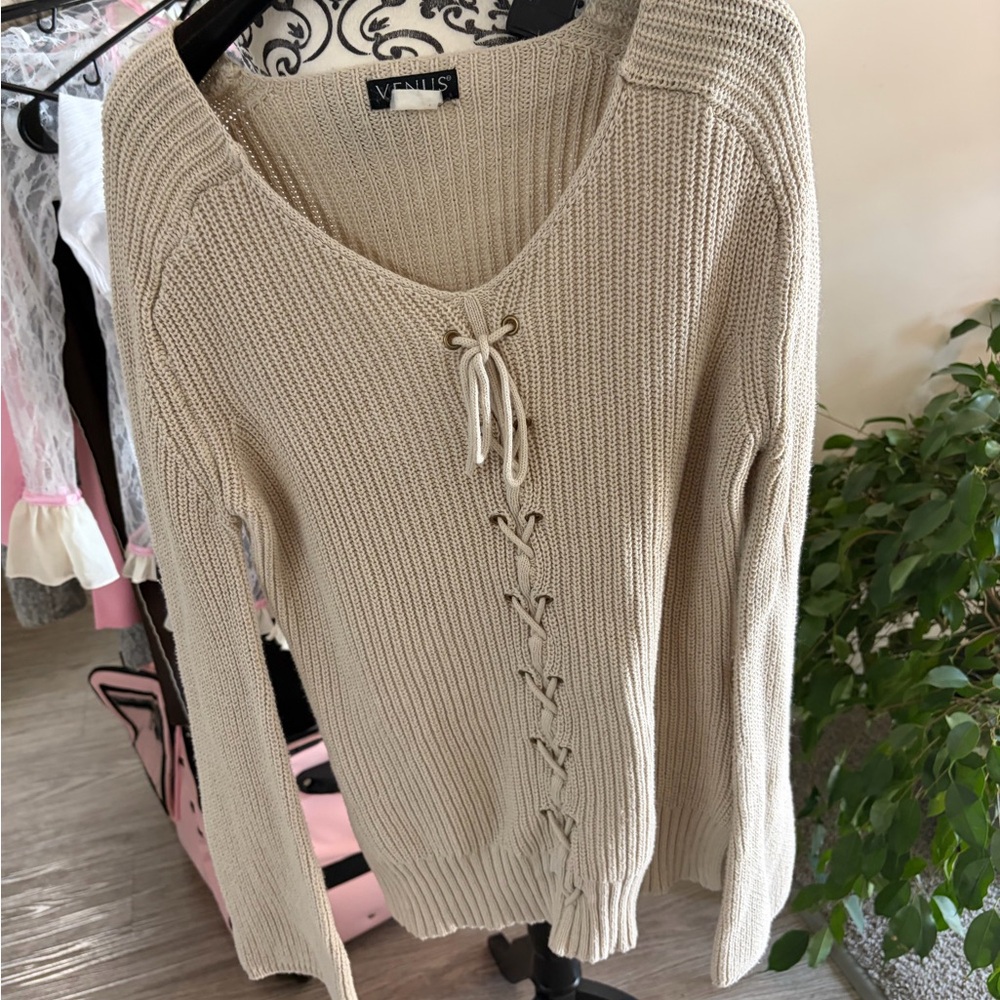 VENUS⭐️- Women's V-Neck Sweater in Cream 4 For $25